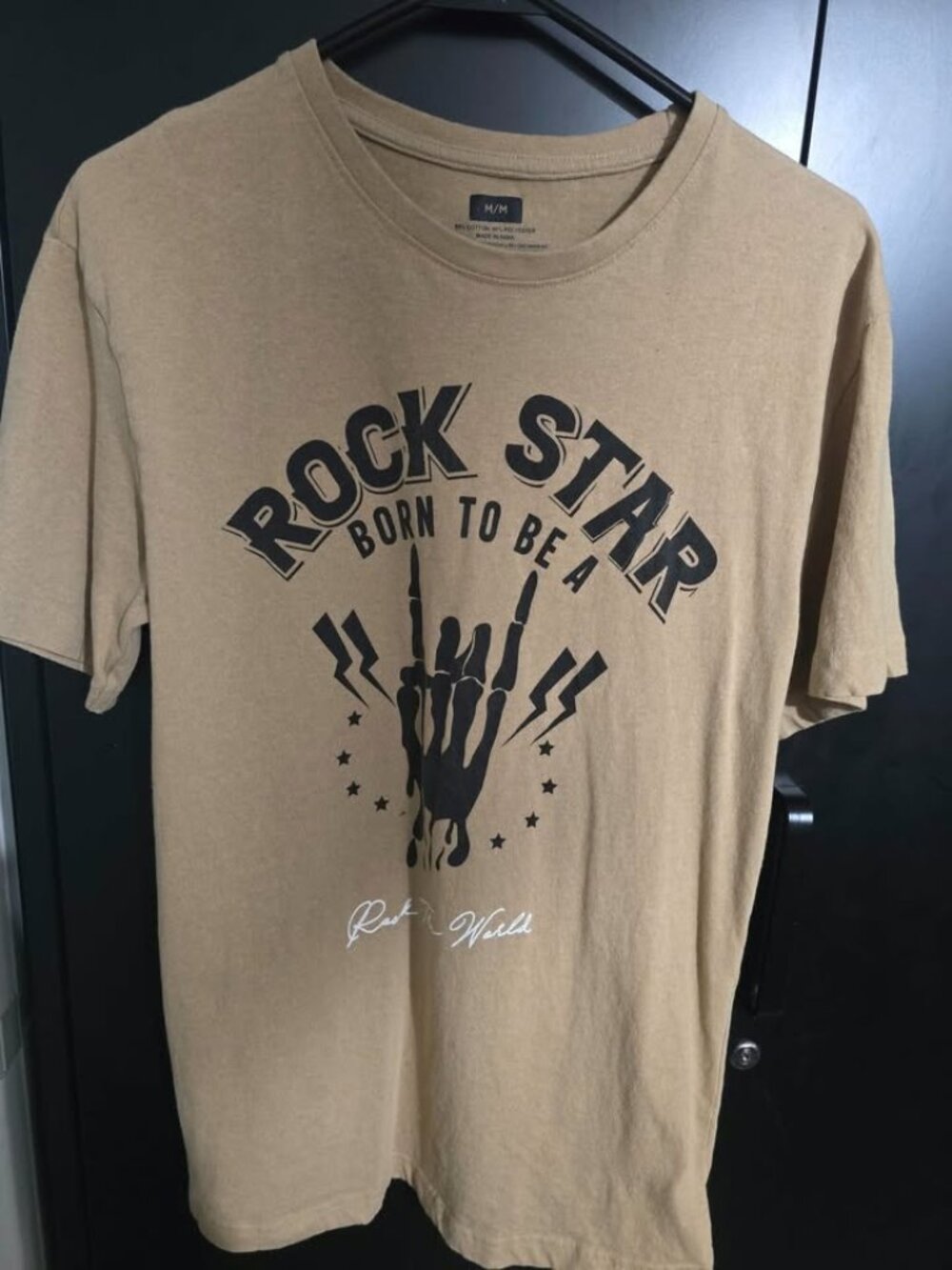 Rock Star Graphic T-Shirt Tan Size Medium